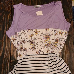 Lilac Floral Tank - Plus Size